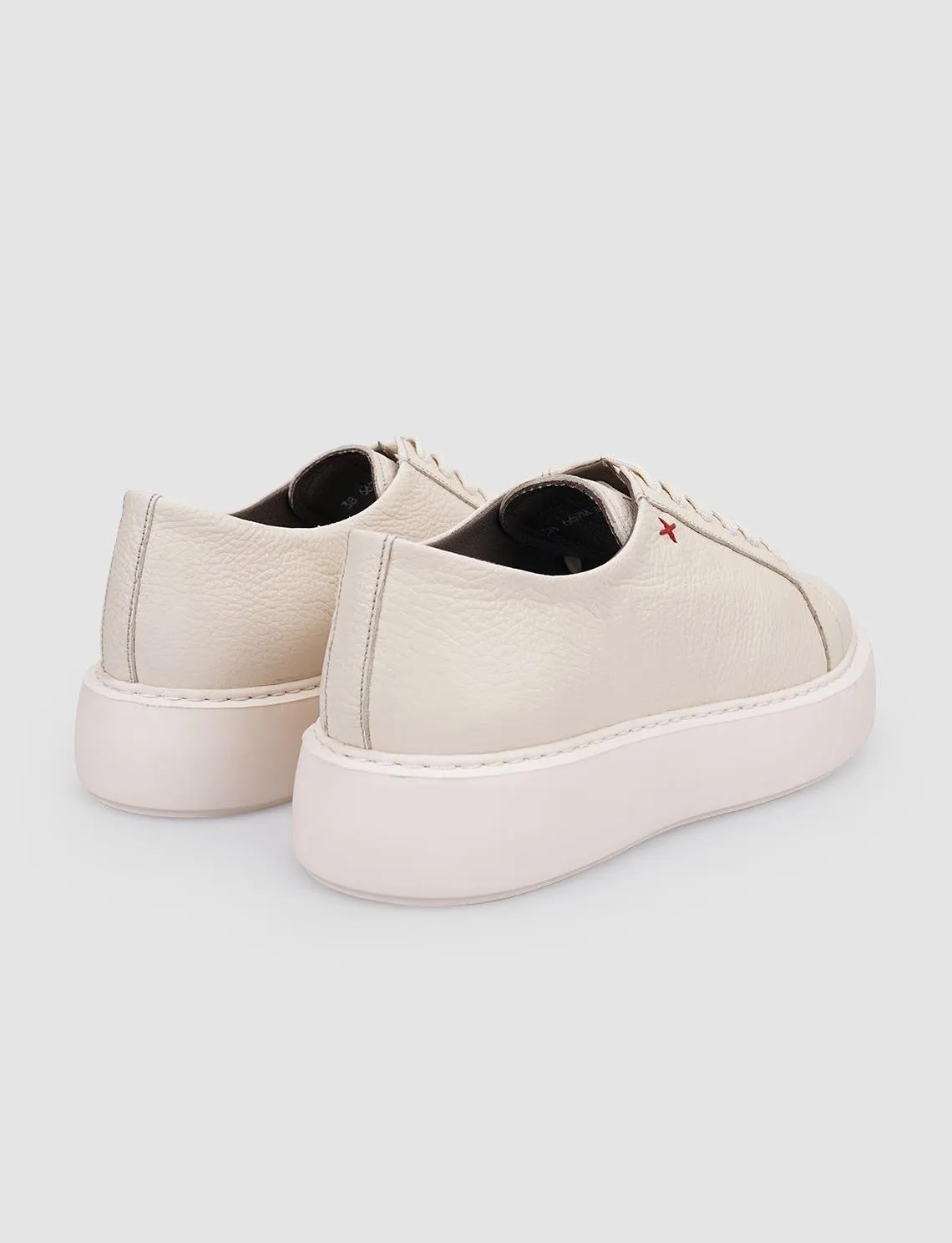 100% Genuine Leather Beige Lace-Up Women's Sports Shoe SCB-4532