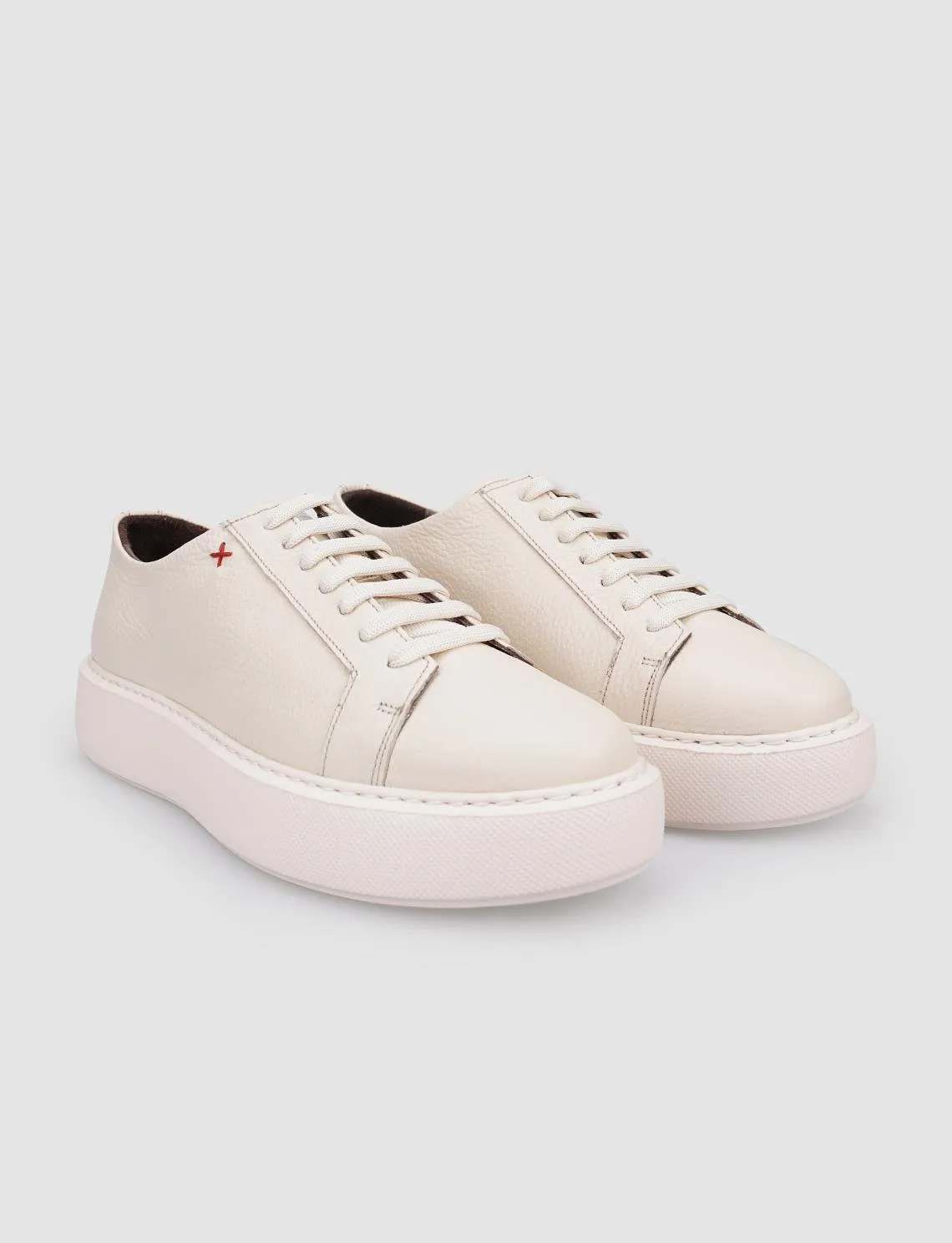 100% Genuine Leather Beige Lace-Up Women's Sports Shoe SCB-4532