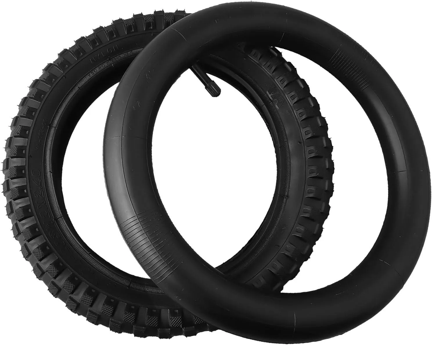 12 Inch Bike Tire and Tube 12x2.125 2.4 Heavy Duty Rubber Construction for Kids Bicycle Electric Scooter Gas Powered Skateboard All Terrain Grip
