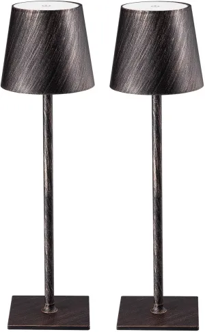 2 Pack Cordless Table Lamps, 3 Colors Stepless Dimming, 5000mAh Rechargeable Battery LED Desk Lamp for Bedroom/Couple Dinner/Desk/Cafe/Dining Room/Terrace(Antique Copper)