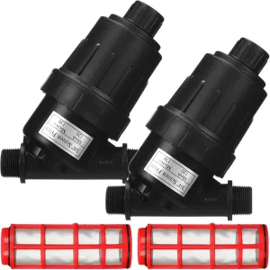 2 Pcs 3/4" NPT Drip Irrigation Y Filter, 3/4" MPT Inline Y Filter with 120 Mesh Stainless Steel Screen and Flush Cap for Garden Hose Irrigation System Parts