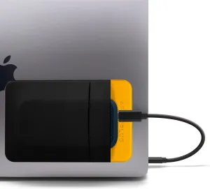 2-Pocket Adhesive Storage Pouch, Laptop Accessory Organizer for SSD, Magic Mouse, Cables, Black and Yellow