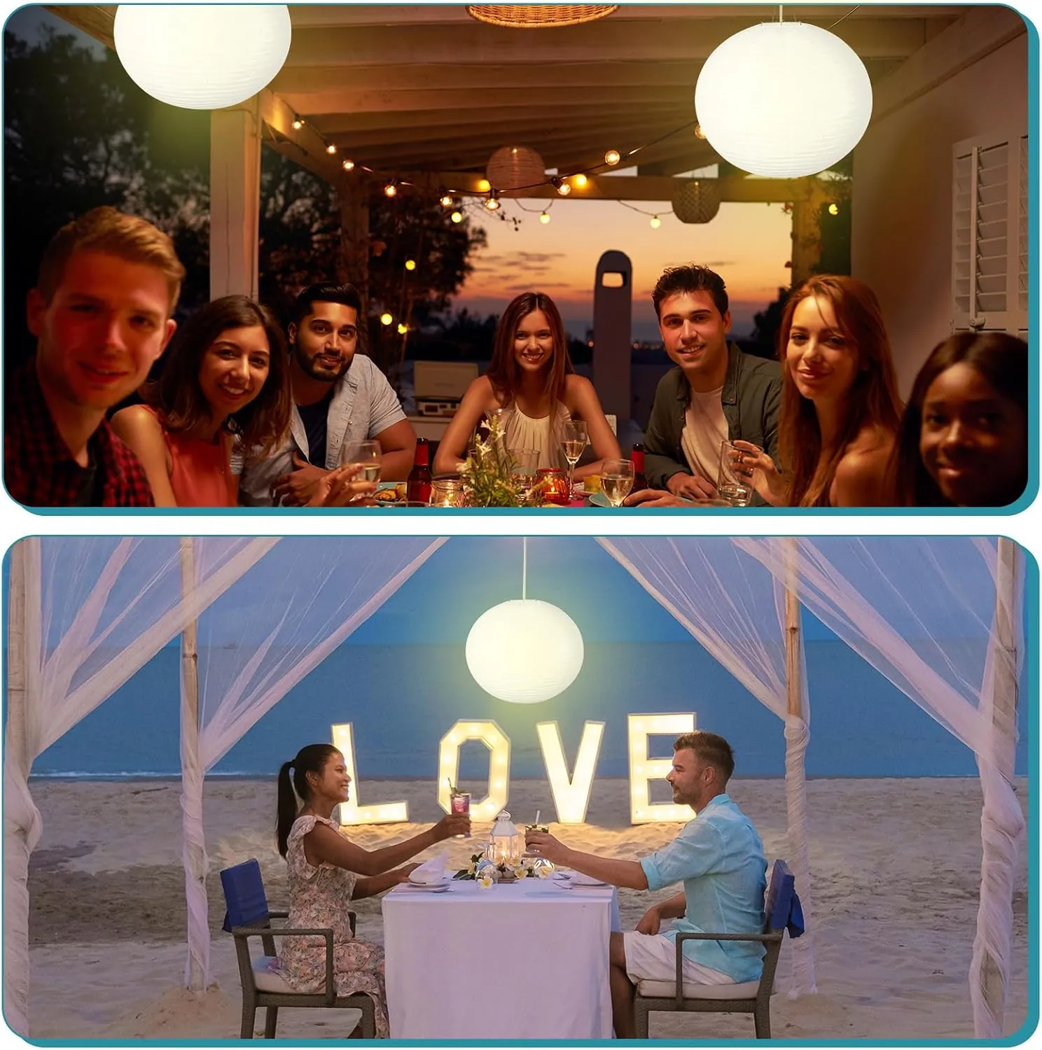 2 Sets Jumbo Paper Lanterns with Lamp Cord Cable White Hanging Paper Lanterns Chinese Japanese Pendant Hanging Lamp for Birthday Wedding Bridal Anniversary Party Decoration (Round, 18 Inch)