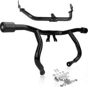 2015-2023 Road Glide Engine Guard Crash Bar for Harley Road Glide FLTRX FLTRXST FLTRXS FLTRXSE, Gloss Black Flat Out Bar with Fairing Support Barcket Kit