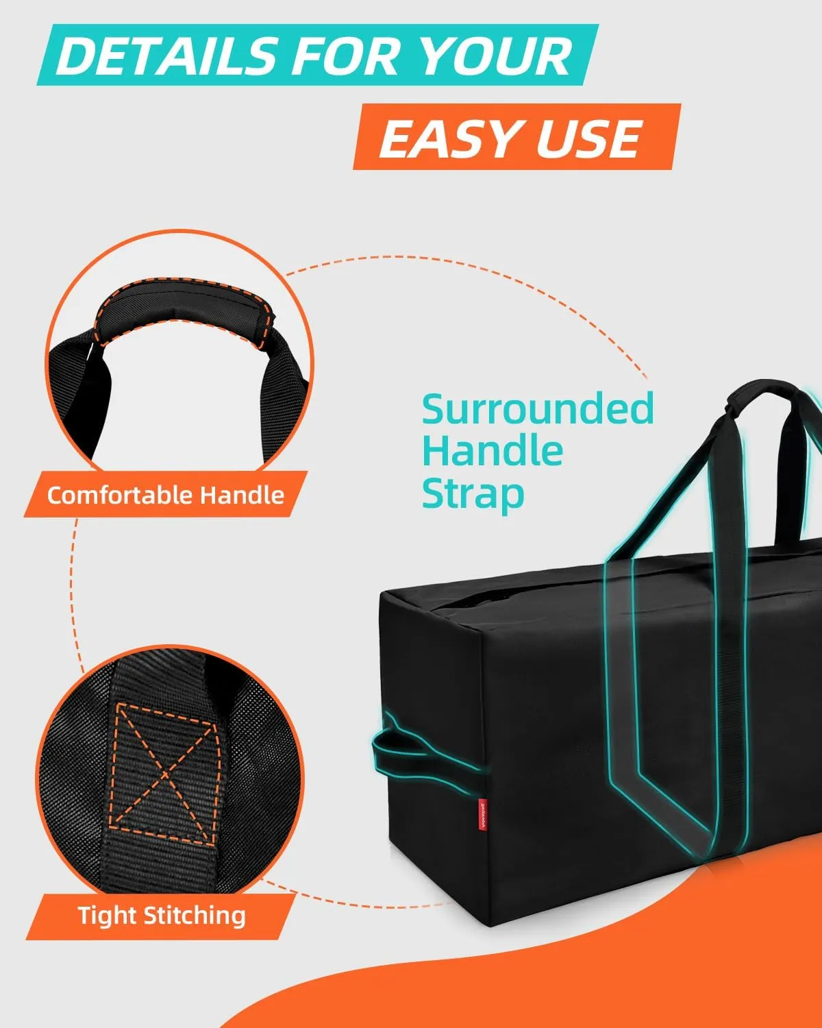 36'' Sports Duffle Bag - Extra Large Travel Duffel Tote Bag Gym Overnight Weekender Shopping Christmas Tree Bag with 2-Way Durable Zippers Water Resistant, Black, 1 Pack