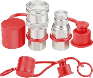 3/8’’ NPT Flat Face Hydraulic Quick Connect Coupler with Dust Cap