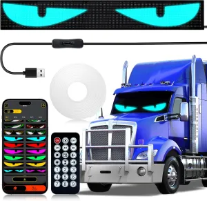 69.4" Heavy-Duty Truck LED Devil's Eye Light Bar - Professional Grade Programmable Dynamic Lighting System with Dual Bluetooth APP & Remote Control - for Semi-Truck/Windshield Modification