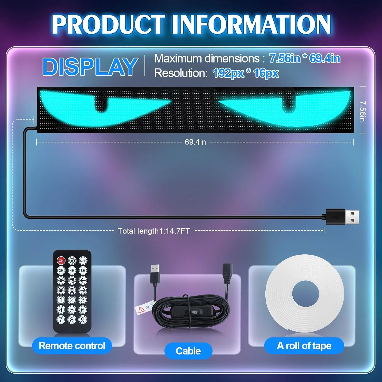 69.4" Heavy-Duty Truck LED Devil's Eye Light Bar - Professional Grade Programmable Dynamic Lighting System with Dual Bluetooth APP & Remote Control - for Semi-Truck/Windshield Modification