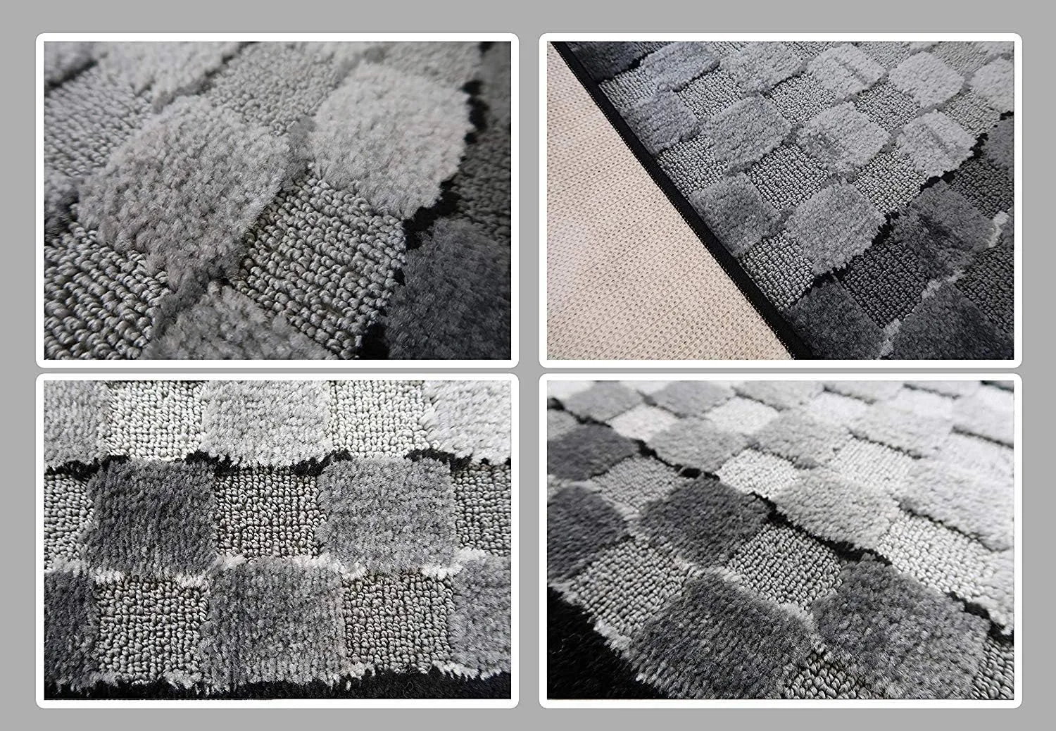 7 ft Long Non-Slip Washable Carpet Runner Rug with Rubber Backing, Custom Floor Mat for Kitchen Hallway Stairs Bedroom Bathroom Entryway, Checkered Black - Grey, Your Choice of Length, (26" X 7')