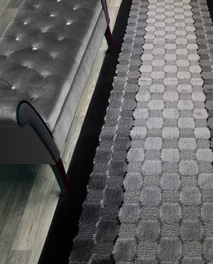 7 ft Long Non-Slip Washable Carpet Runner Rug with Rubber Backing, Custom Floor Mat for Kitchen Hallway Stairs Bedroom Bathroom Entryway, Checkered Black - Grey, Your Choice of Length, (26" X 7')