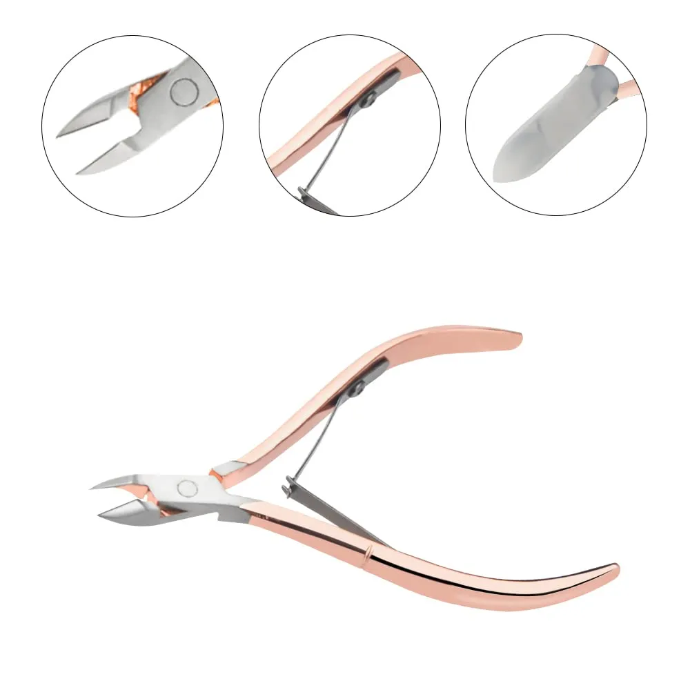 8Pieces Cuticle Trimmer Cuticle Nipper Cuticle Remover Cuticle Cutter with Cuticle Pusher Stainless Steel Cuticle Cutter Clipper Nail Tools for Fingernails and Toenails (Rose Gold)