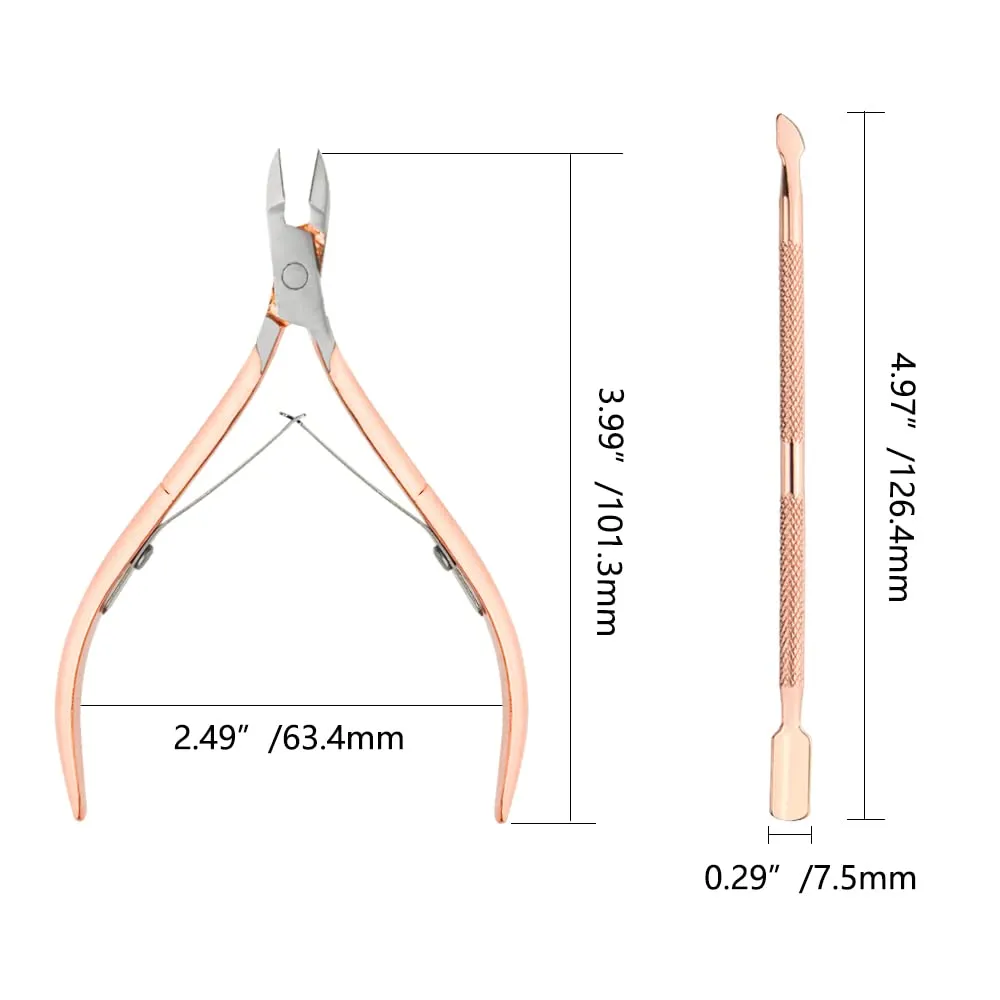 8Pieces Cuticle Trimmer Cuticle Nipper Cuticle Remover Cuticle Cutter with Cuticle Pusher Stainless Steel Cuticle Cutter Clipper Nail Tools for Fingernails and Toenails (Rose Gold)