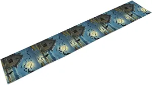 A Group of Black Bats Table Runner for Kitchen Dining, Summer Linen Table Runners Vintage Long Tablescarf Farmhouse Tablecloth for Holiday Parties, Weddings Decor 13x72 Inch