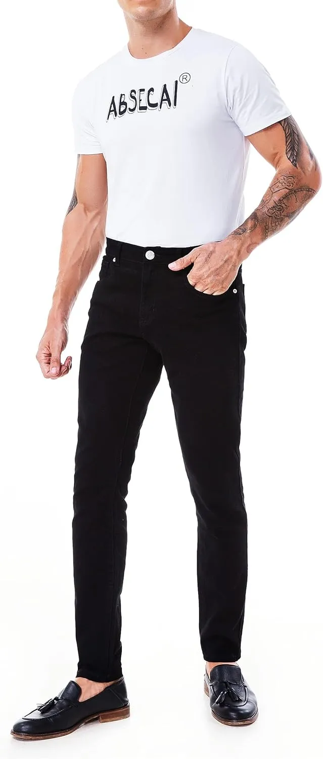 ABSECAI Mens Jeans Pants Skinny Slim Fit Comfy Fashion Denim Stretch Fit