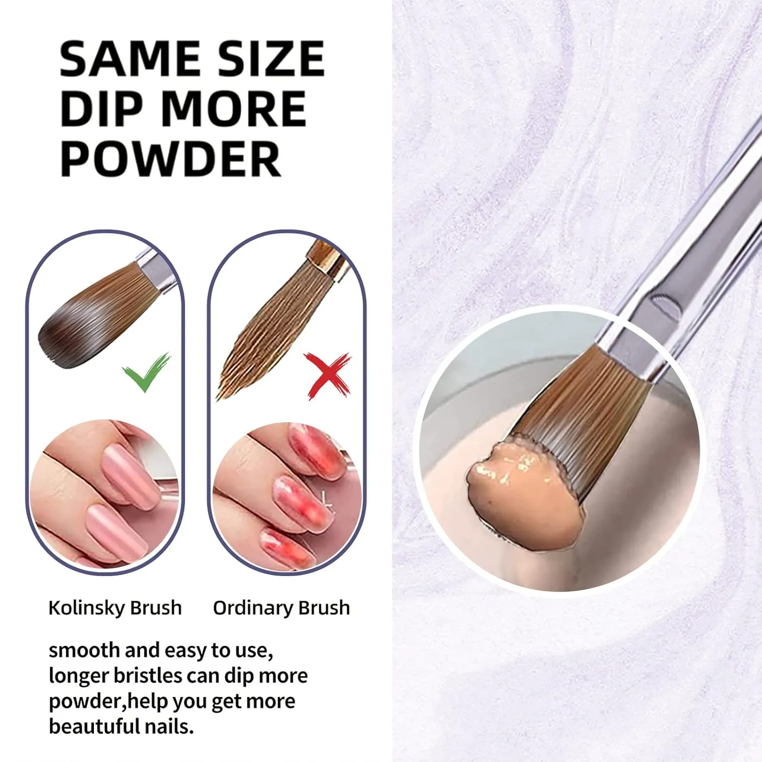 Acrylic Nail Brush 100% Pure Kolinsky Nail Acrylic Brushes - Size 18 Crimped Oval Kolinsky Acrylic Brush for Nail Acrylic Application, Black Wood Handle Nail Brush Nail Art Tool (18#) (16#)