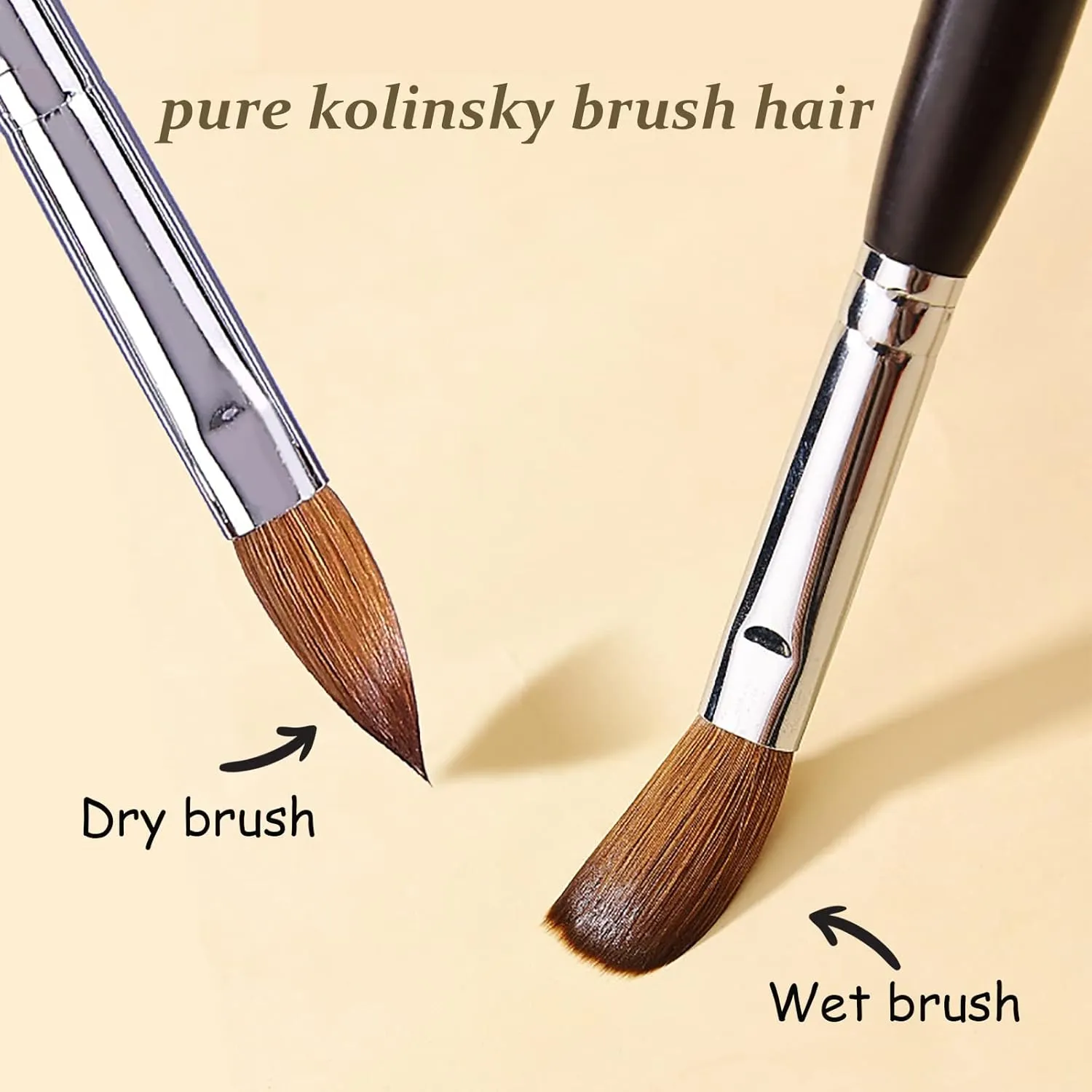 Acrylic Nail Brush 100% Pure Kolinsky Nail Acrylic Brushes - Size 18 Crimped Oval Kolinsky Acrylic Brush for Nail Acrylic Application, Black Wood Handle Nail Brush Nail Art Tool (18#) (16#)