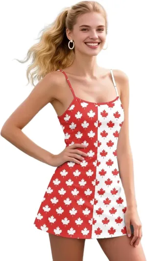 Active Dress with Shorts Underneath Tennis Dress Spaghetti Strap Casual Athletic Sports Outfits