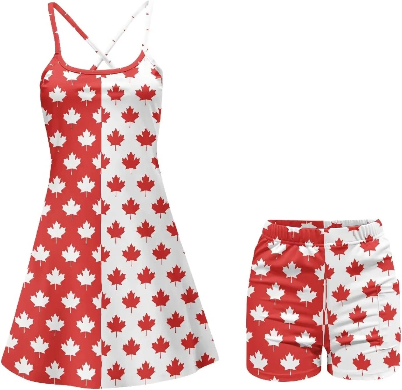 Active Dress with Shorts Underneath Tennis Dress Spaghetti Strap Casual Athletic Sports Outfits