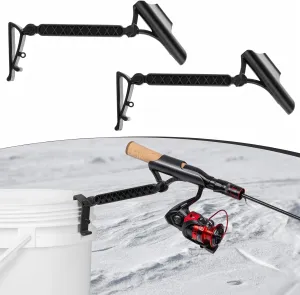 Adjustable Bucket Rod Holder for Ice Fishing, Clip On Mount, Foldable, Adjustable Angle, Ice Fishing Accessories, Ice Fishing Gear