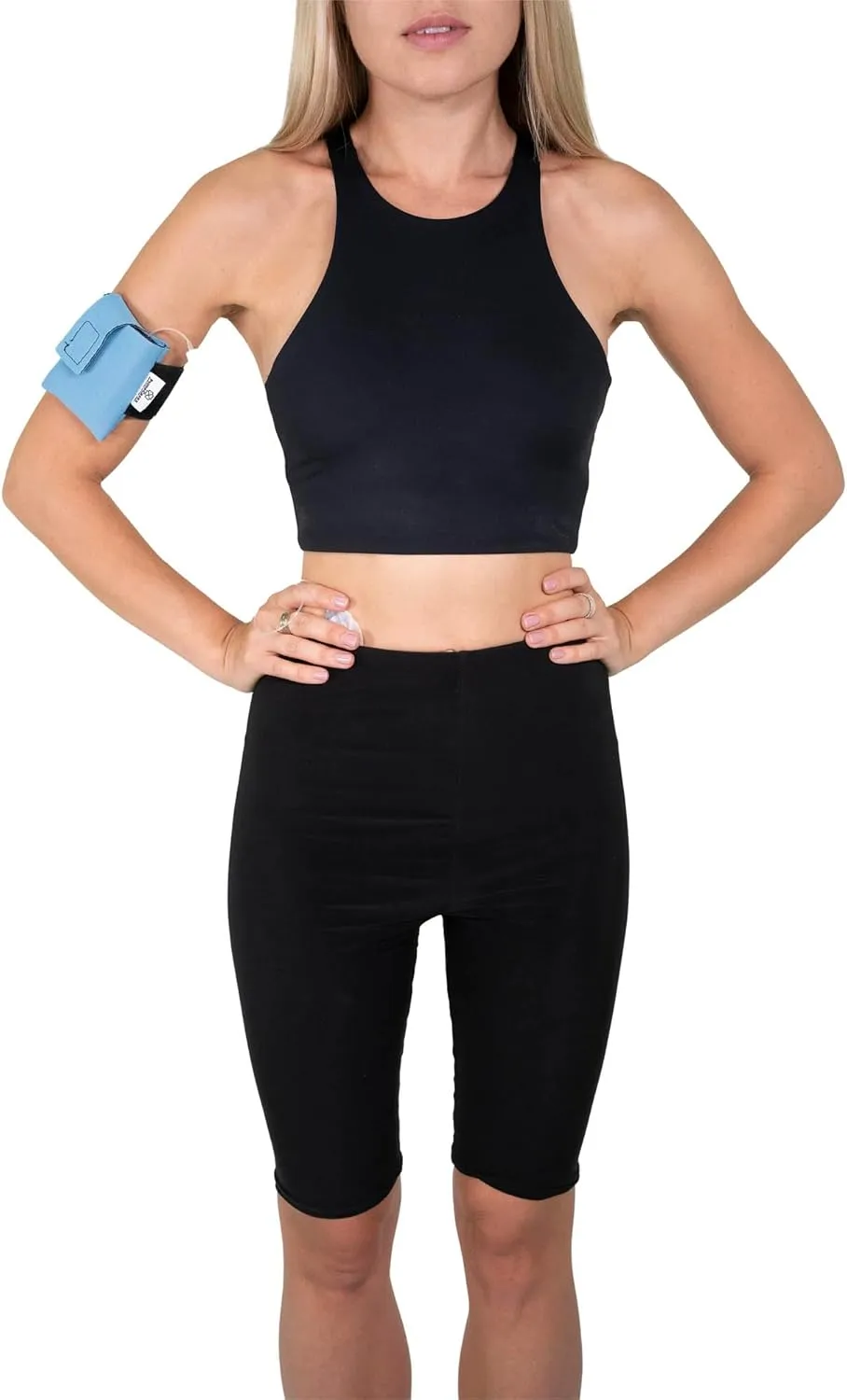 Adjustable Sky Blue Insulin Pump Belt – Diabetic Insulin Pump Stretch Band – Arm Belt Insulin Pump Case – Compatible with Medtronic 780G – Assembled in The USA (Large)