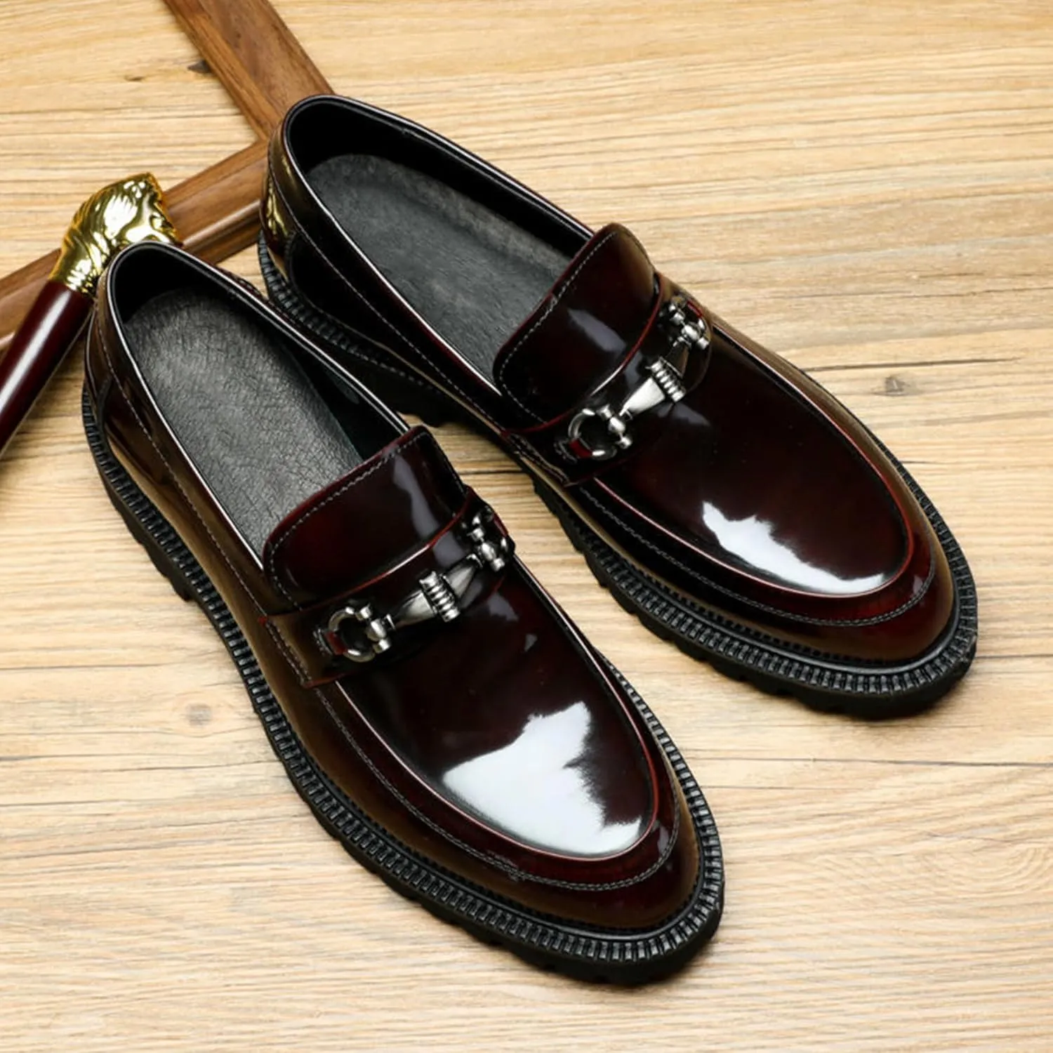 ADMLZQQ Men's Dress Shoes, Mens Oxford Shoes, Leather Stylish Slip-On, Business Casual Formal Shoe