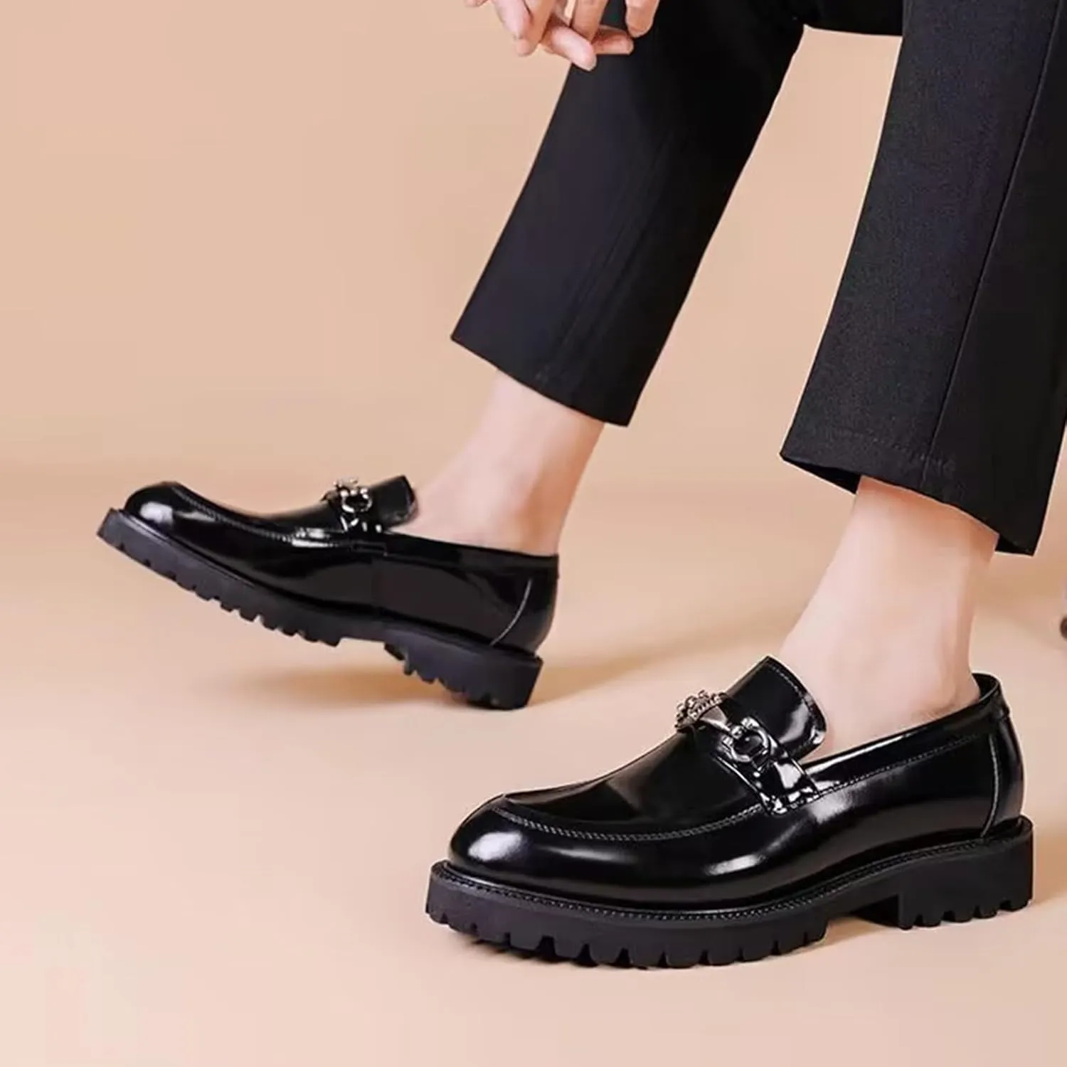 ADMLZQQ Men's Dress Shoes, Mens Oxford Shoes, Leather Stylish Slip-On, Business Casual Formal Shoe