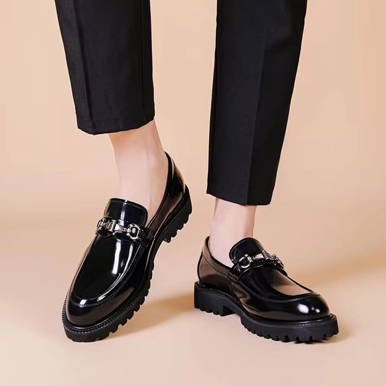 ADMLZQQ Men's Dress Shoes, Mens Oxford Shoes, Leather Stylish Slip-On, Business Casual Formal Shoe