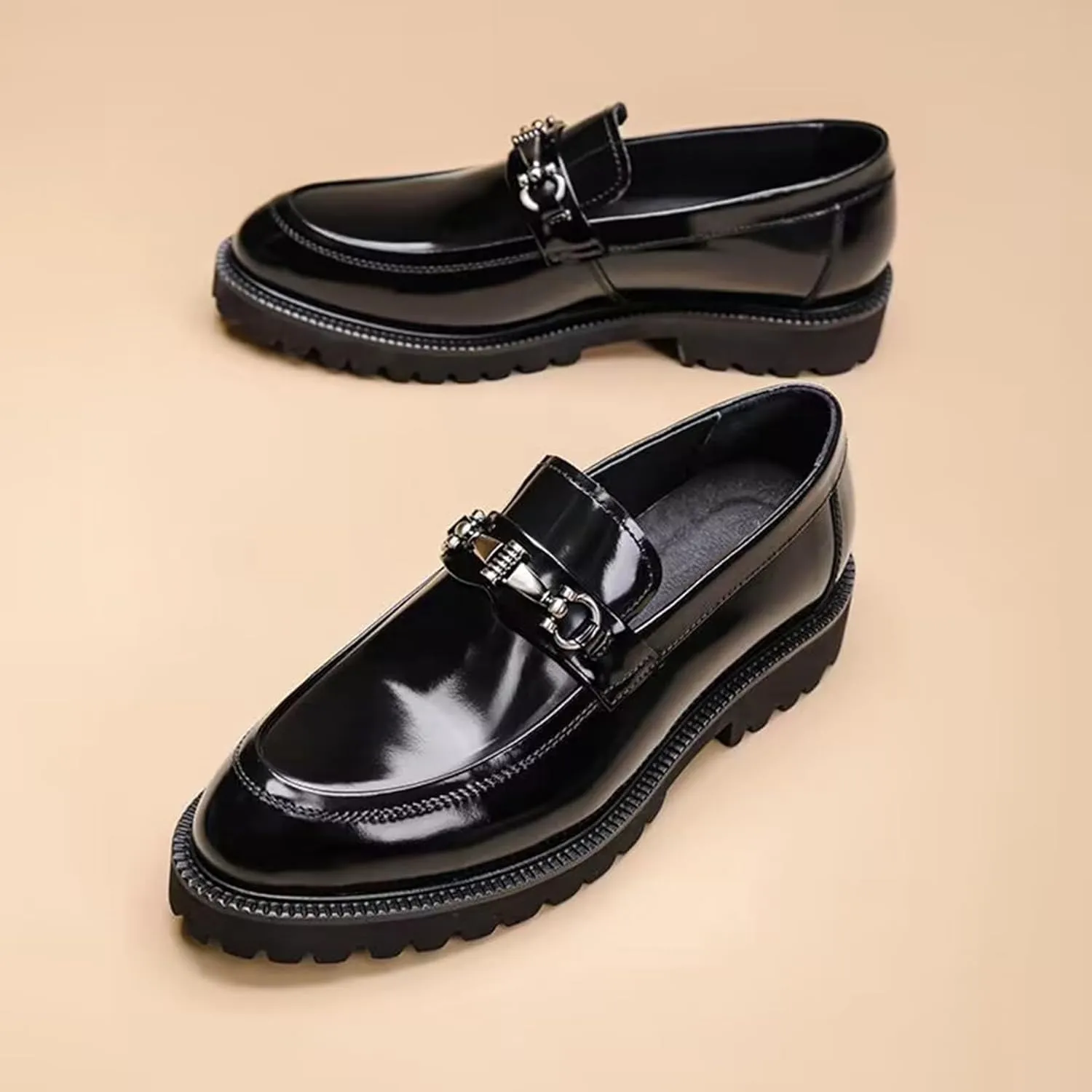 ADMLZQQ Men's Dress Shoes, Mens Oxford Shoes, Leather Stylish Slip-On, Business Casual Formal Shoe
