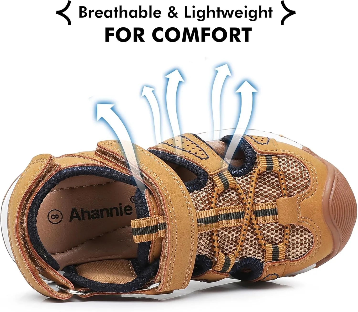 Ahannie Toddler Sandals Boys Girls Sandals – Kids Closed Toe Water Sport Outdoor Summer Beach Shoes with Hook Loop