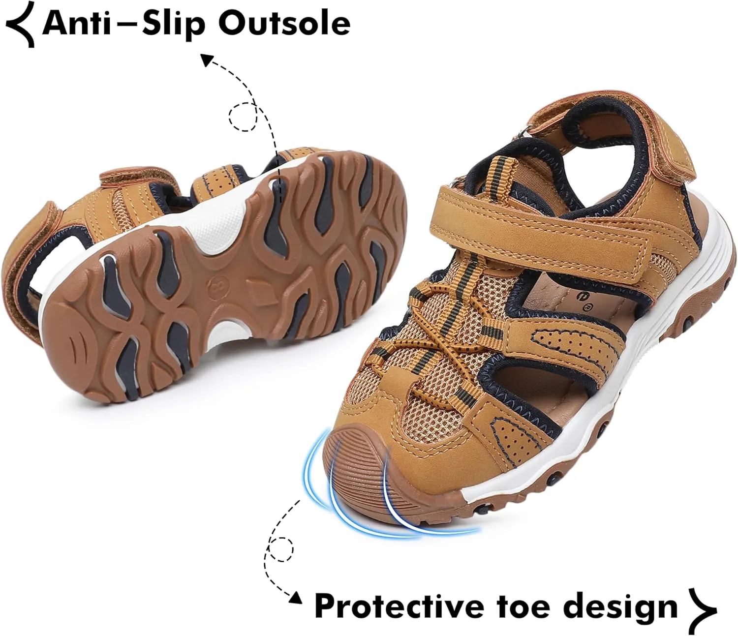 Ahannie Toddler Sandals Boys Girls Sandals – Kids Closed Toe Water Sport Outdoor Summer Beach Shoes with Hook Loop