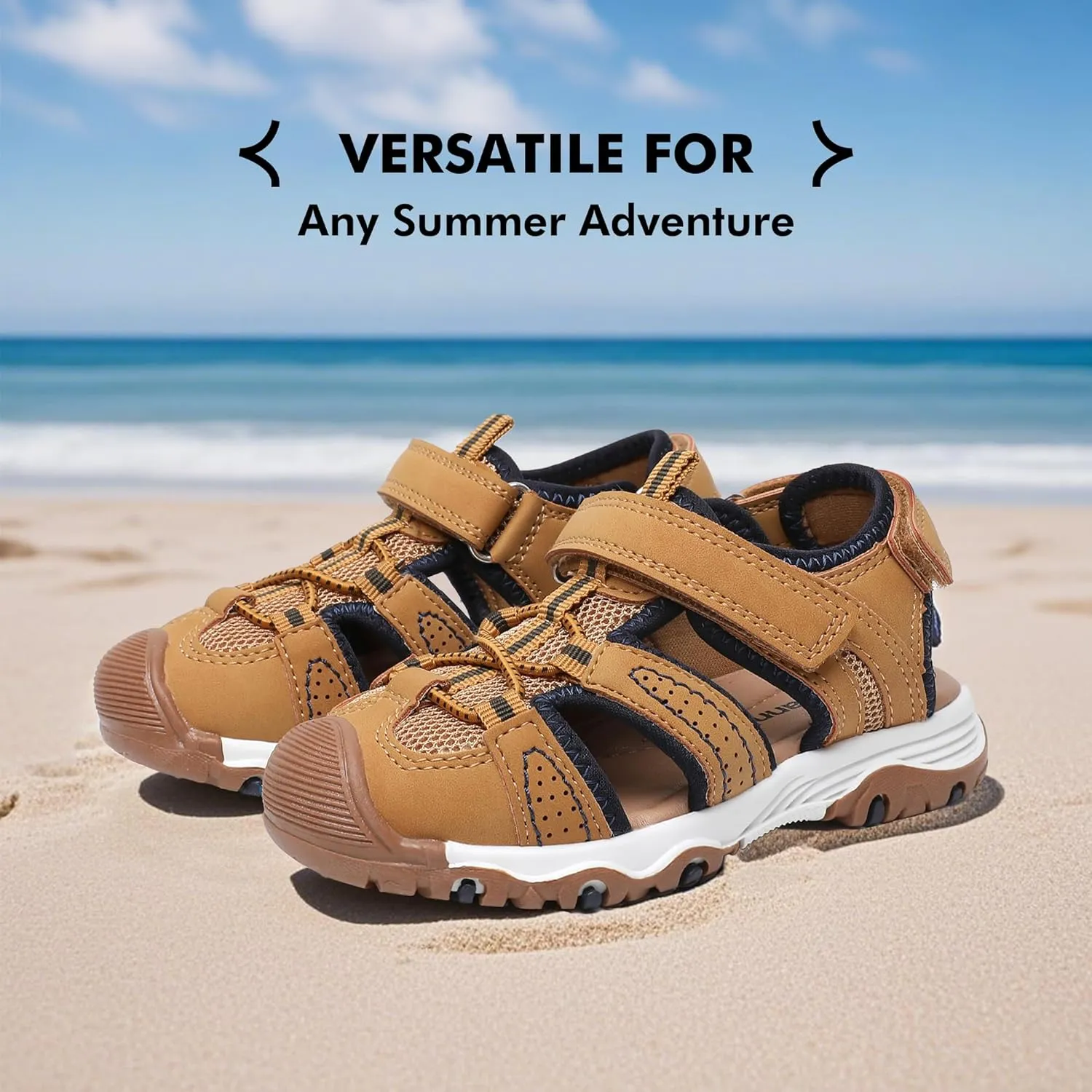 Ahannie Toddler Sandals Boys Girls Sandals – Kids Closed Toe Water Sport Outdoor Summer Beach Shoes with Hook Loop