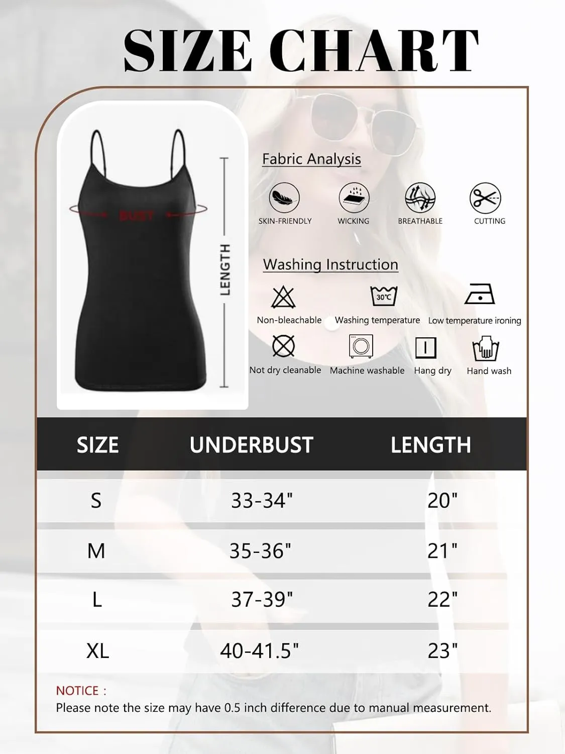 Air Curvey Women Camisole Tank Top Adjustable Straps Soft Basic Undershirts 2/4 Pack Layering Summer Tops