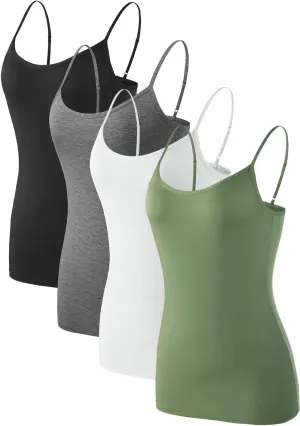 Air Curvey Women Camisole Tank Top Adjustable Straps Soft Basic Undershirts 2/4 Pack Layering Summer Tops