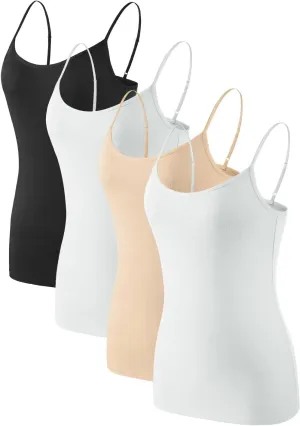 Air Curvey Women Camisole Tank Top Adjustable Straps Soft Basic Undershirts 2/4 Pack Layering Summer Tops
