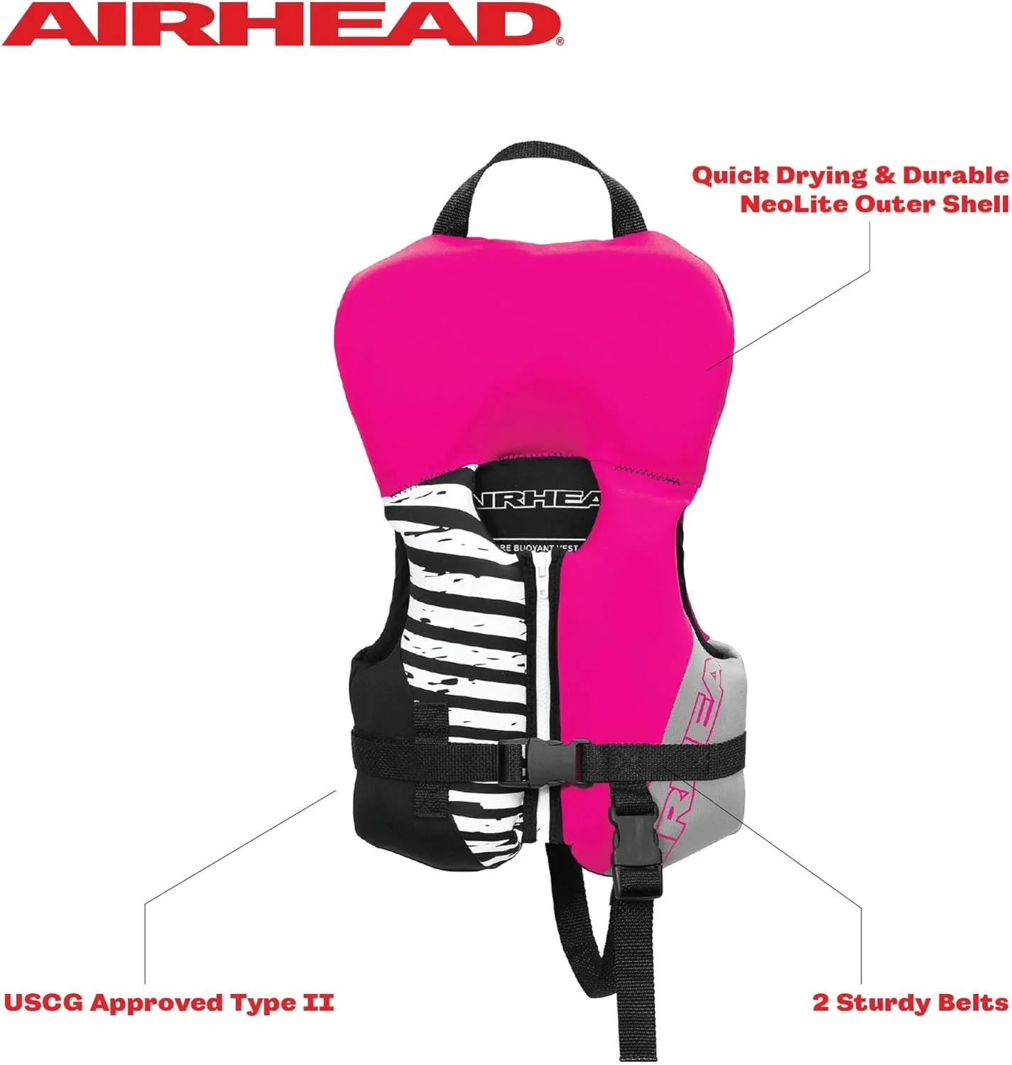 Airhead Wicked Kwik-Dry NeoLite Flex Lift Jacket | US Coast Guard Approved, Designed for Water Sports, Multiple Sizes