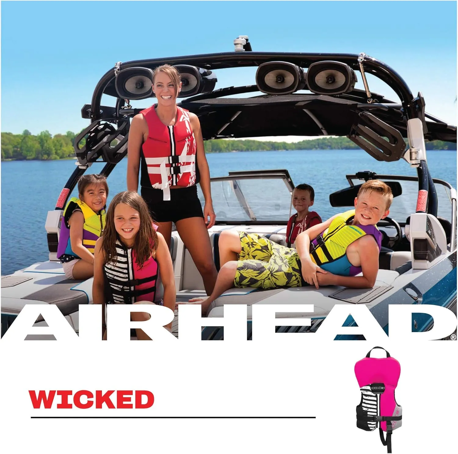 Airhead Wicked Kwik-Dry NeoLite Flex Lift Jacket | US Coast Guard Approved, Designed for Water Sports, Multiple Sizes
