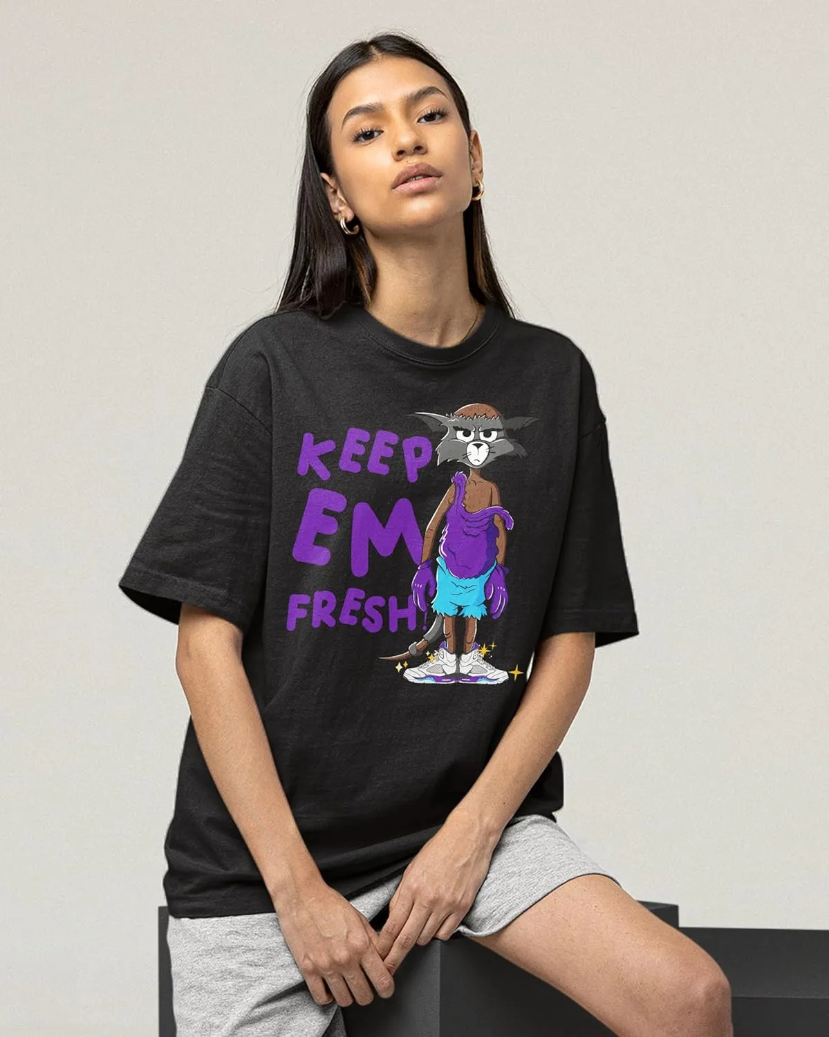 AJ 5 Grape 5s White Grape Shirt, Keep Em Fresh, Shirts Match Sneakers 2D Sneaker T-Shirt Tee