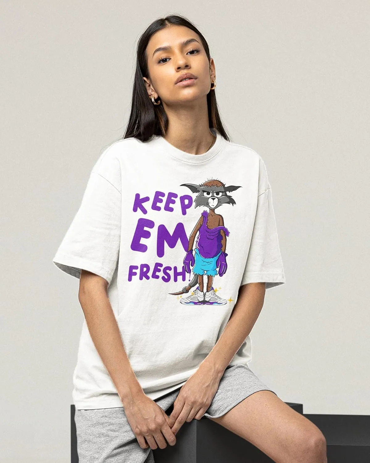 AJ 5 Grape 5s White Grape Shirt, Keep Em Fresh, Shirts Match Sneakers 2D Sneaker T-Shirt Tee