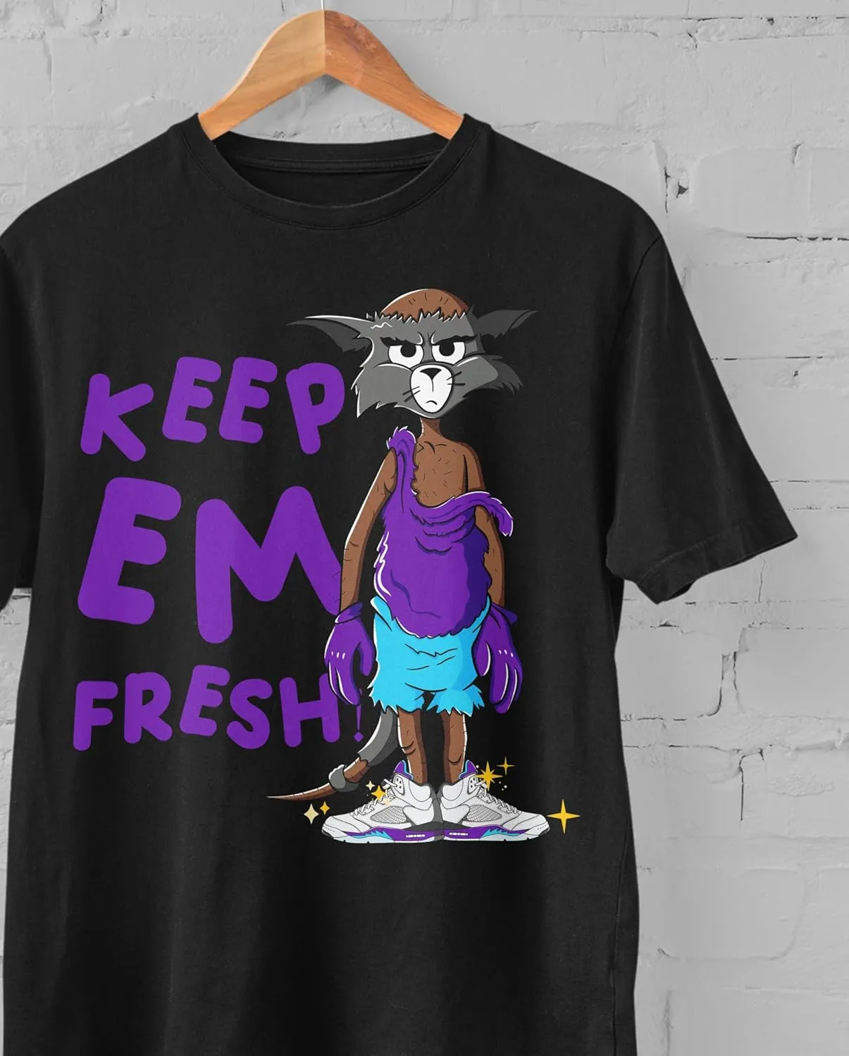 AJ 5 Grape 5s White Grape Shirt, Keep Em Fresh, Shirts Match Sneakers 2D Sneaker T-Shirt Tee