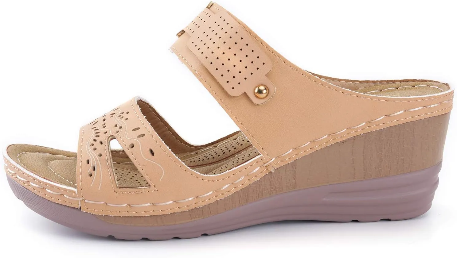 Alexis Leroy Women’s Comfortable Open Toe Crisscross Straps Slip on Wedge Sandals