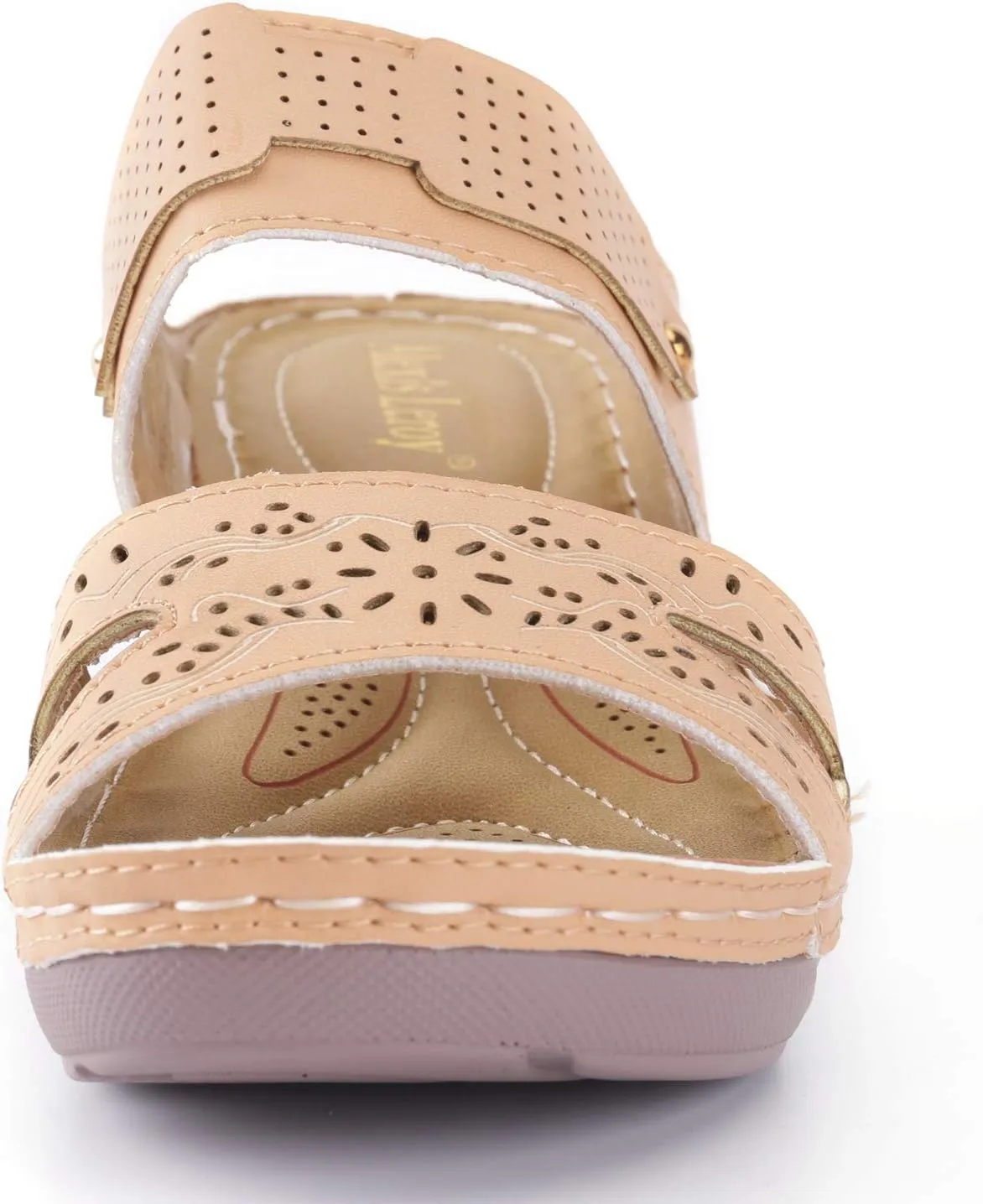Alexis Leroy Women’s Comfortable Open Toe Crisscross Straps Slip on Wedge Sandals