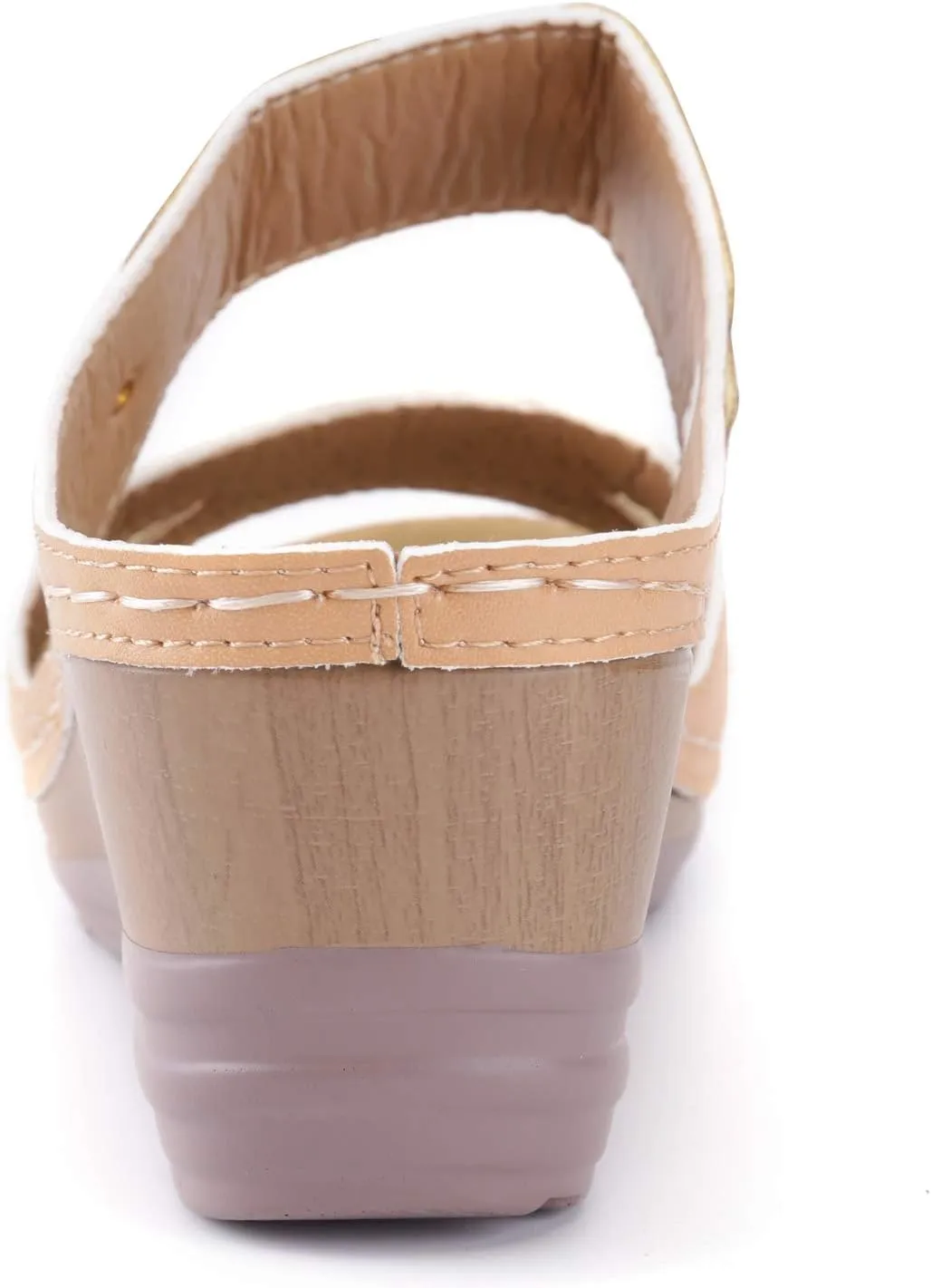 Alexis Leroy Women’s Comfortable Open Toe Crisscross Straps Slip on Wedge Sandals