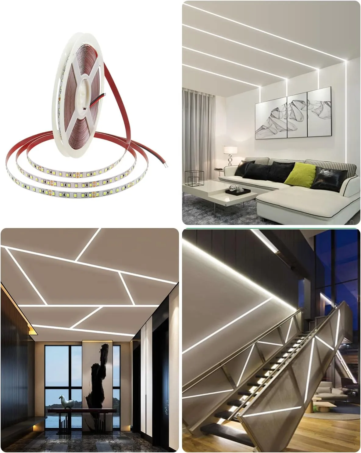 ALITOVE 65.6ft White LED Strip Lights Daylight 6000K 24V Ultra-Bright 120LEDS/M High-Density LED Flexible Light Strip 20M 2400 LEDs 2835 SMD Commercial Grade Rope Lights (No Power Adapter)