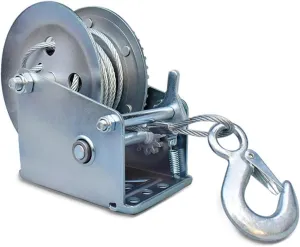 Alloy Steel Marine Winch 8m/26.2ft Wire Rope, 8:1 Gear Ratio Manual Hand Winch with Bi-Directional Lock for Boat Trailer Truck Towing