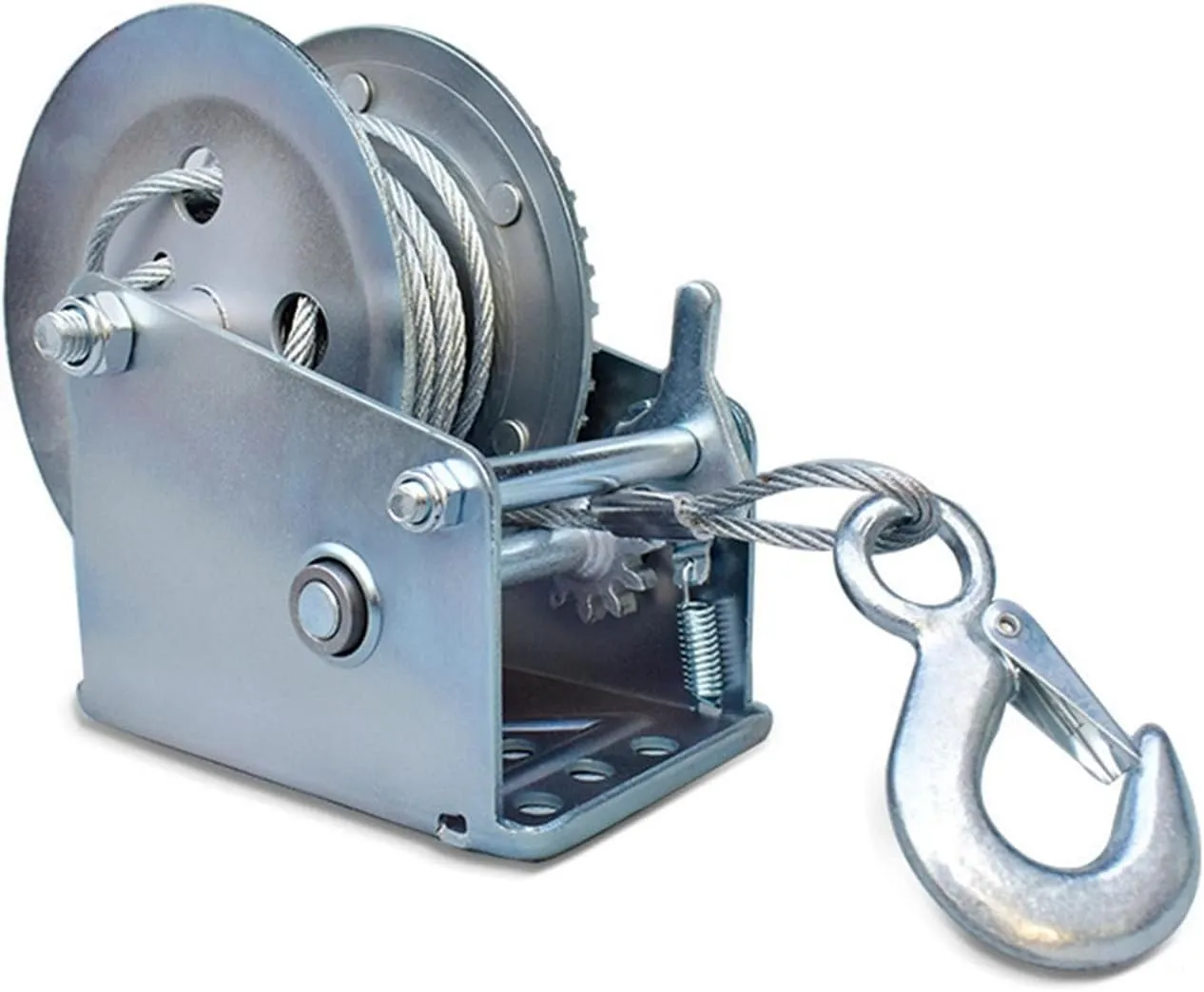 Alloy Steel Marine Winch 8m/26.2ft Wire Rope, 8:1 Gear Ratio Manual Hand Winch with Bi-Directional Lock for Boat Trailer Truck Towing