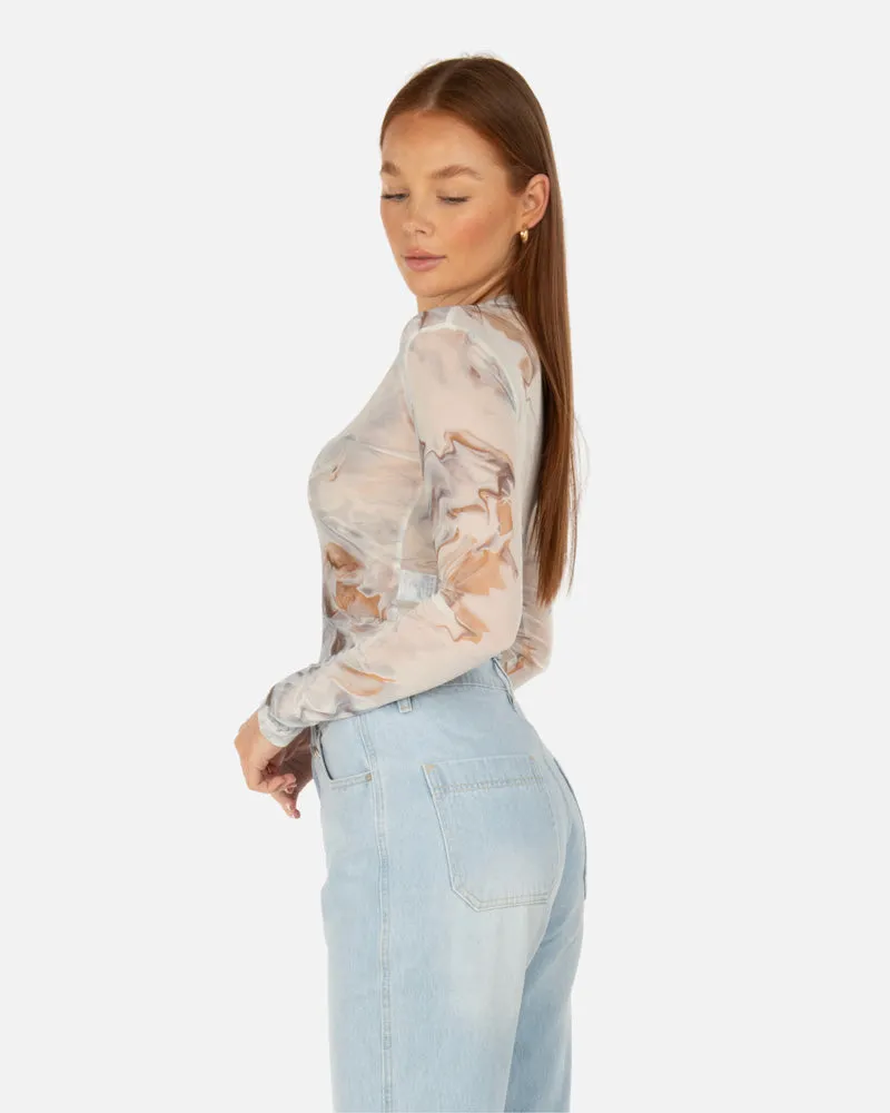 ALLURE MESH LONG SLEEVE TOP CALCATTA