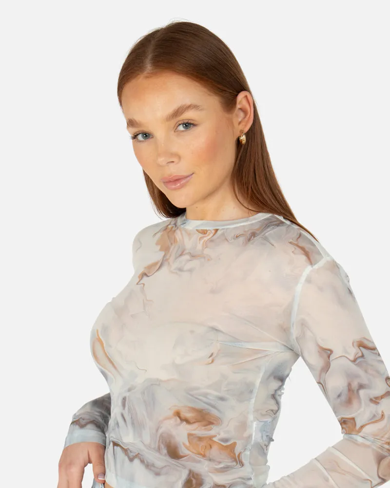 ALLURE MESH LONG SLEEVE TOP CALCATTA