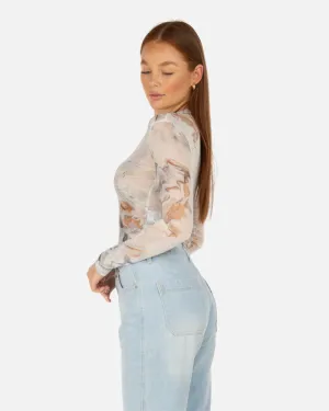 ALLURE MESH LONG SLEEVE TOP CALCATTA