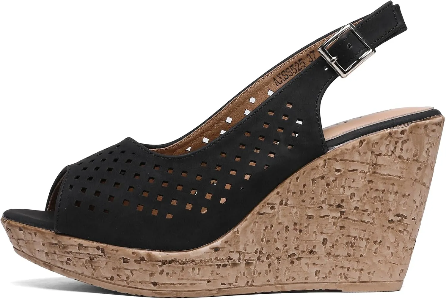 Altxic Women's Comfy Casual Peep Toe Hollow Out Adjustable Buckle Strap Slingback Dressy Platform Wedge Sandals