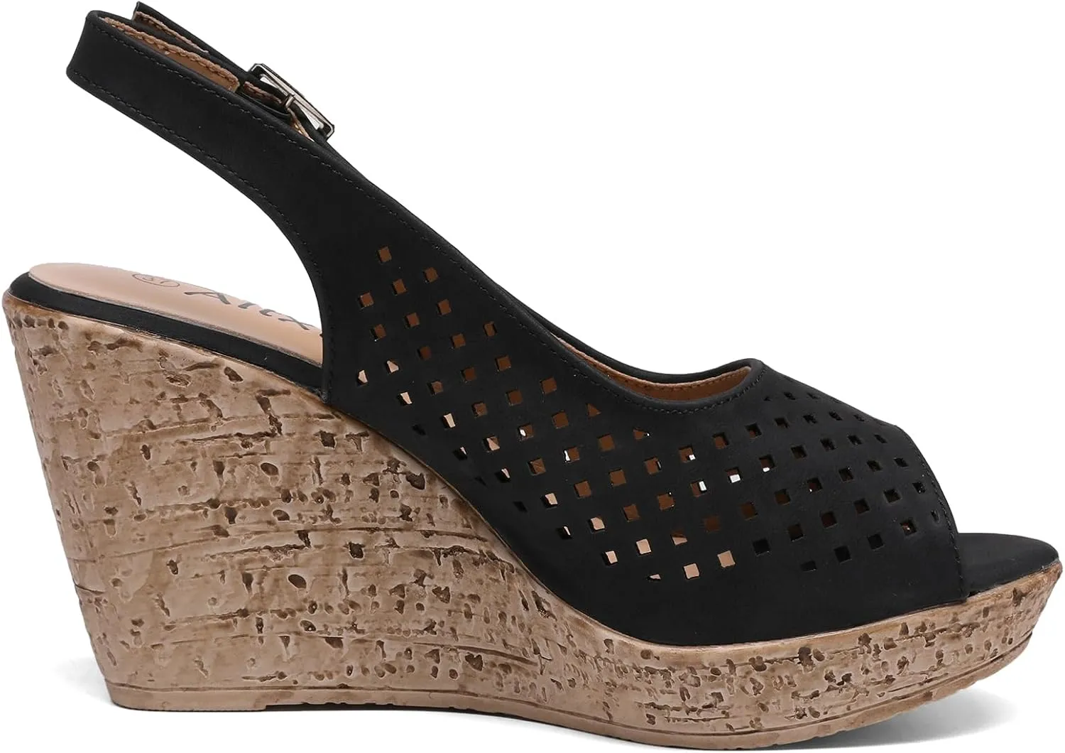 Altxic Women's Comfy Casual Peep Toe Hollow Out Adjustable Buckle Strap Slingback Dressy Platform Wedge Sandals